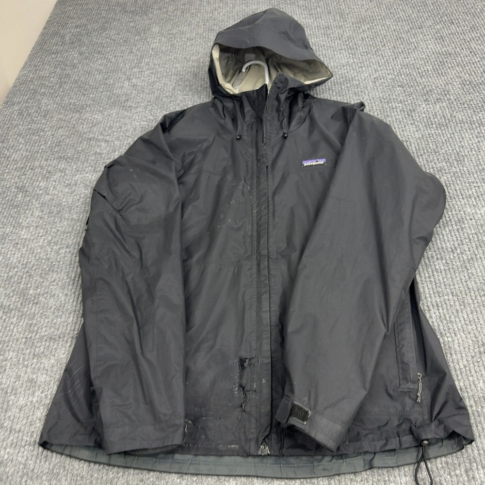 Patagonia Rain Jacket Womens L Black Nylon Hooded Full Zip Gorpcore Outdoor - Picture 5 of 9